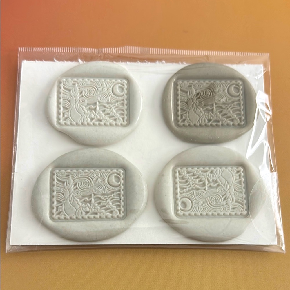 HANDMADE Wax Seals in Gray Starry Night Stamp Design NEW